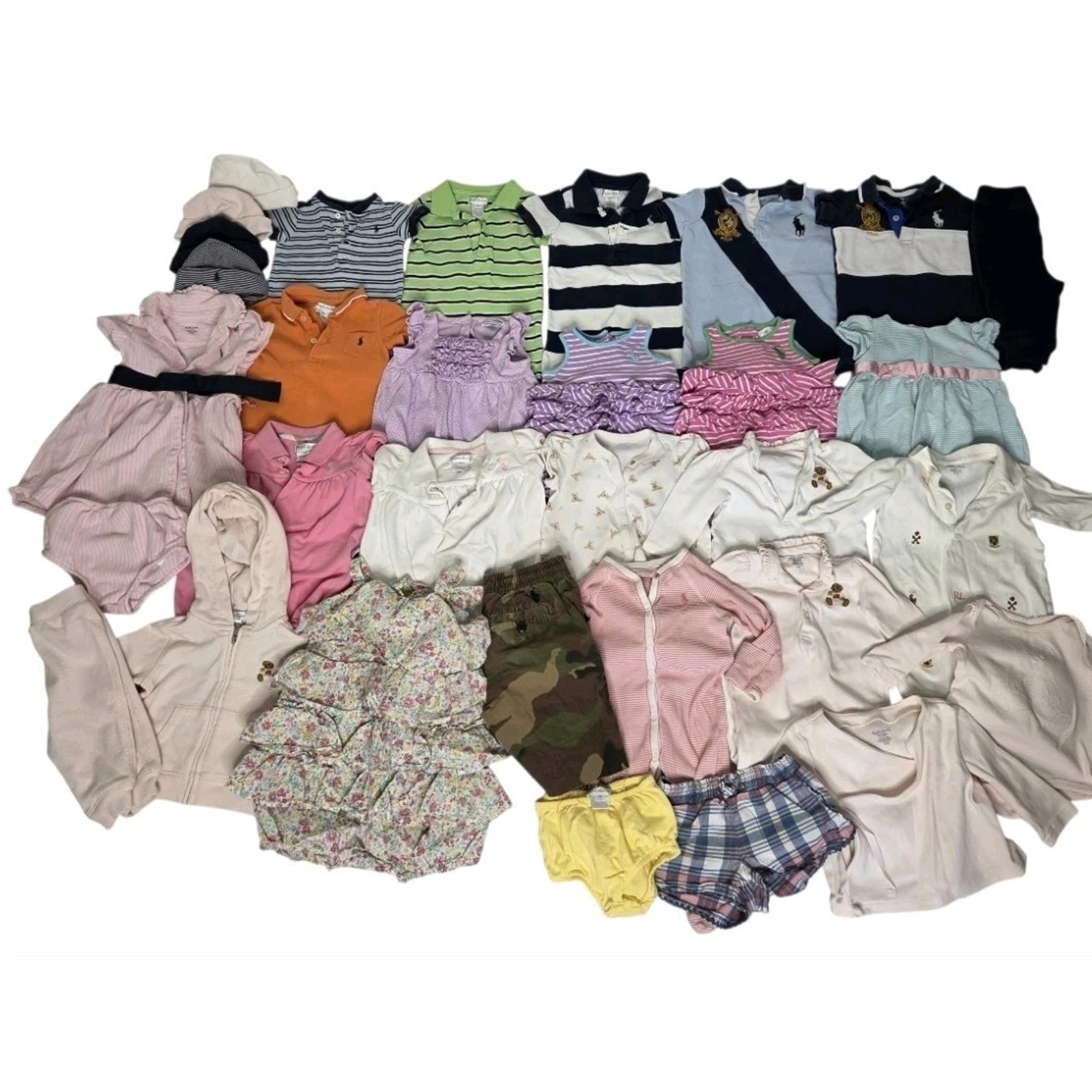 Ralph Lauren Baby Clothing Bundle 32 Pc Polo Bear Sleepers Dresses Hats Lot